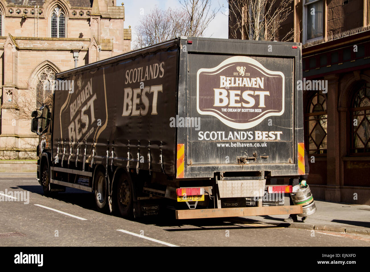 Belhaven Best Scotland`s Best beer being delivered at a local Scottish